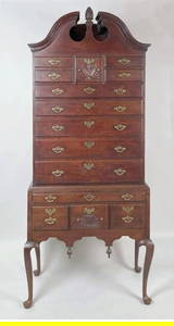 CT Cherrywood Queen Anne Bonnet Top Highboy
