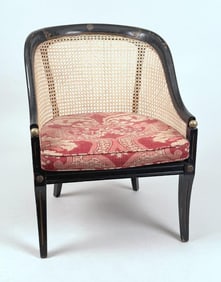 Empire Style Caned & Painted Bergere