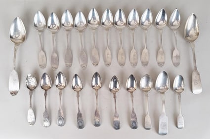 Group Twenty-Three Antique Coin Silver Spoons