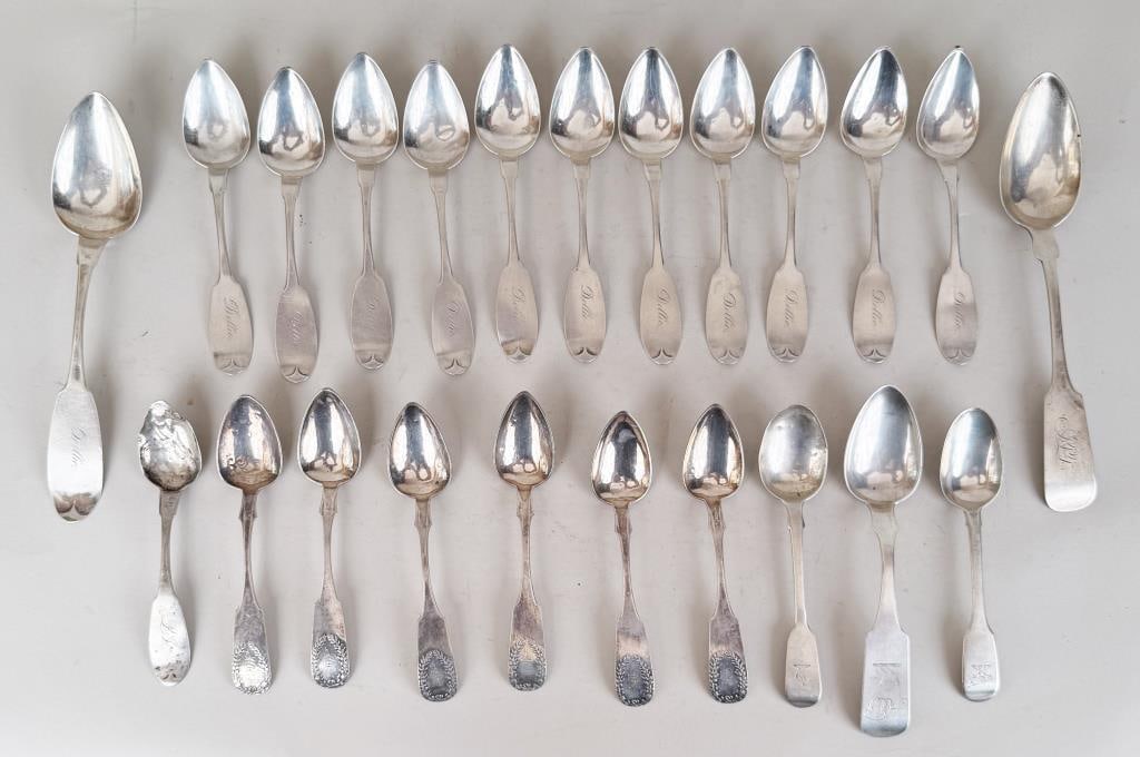 Group Twenty-Three Antique Coin Silver Spoons (1 of 5)
