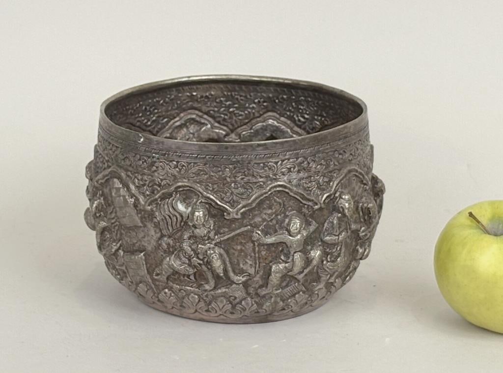Burmese Repousse Silver Thabeik Bowl (1 of 5)