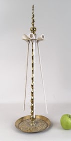 Rare Early Antique Continental Brass Pipe Stand