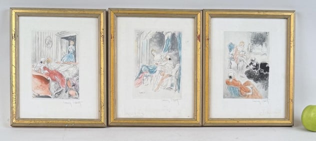 Icart, Group Three Etchings - La Nuit et Le Moment