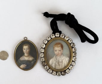 Two Antique Framed Portrait Miniatures
