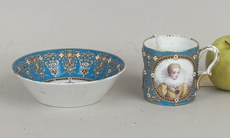 French Porcelain Cup & Underdish, Sevres Mark