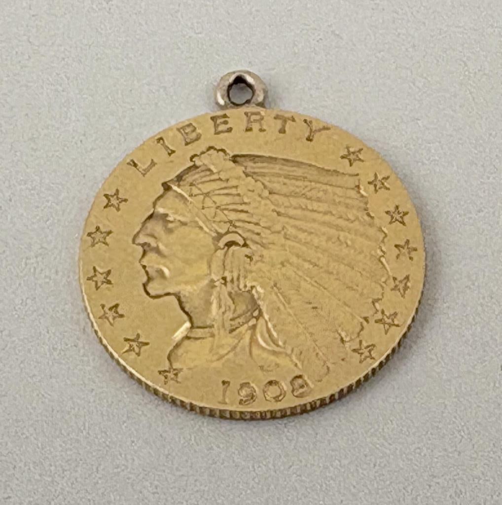 1908 Indian Head Obverse 2.5 Dollar Gold Coin (1 of 2)