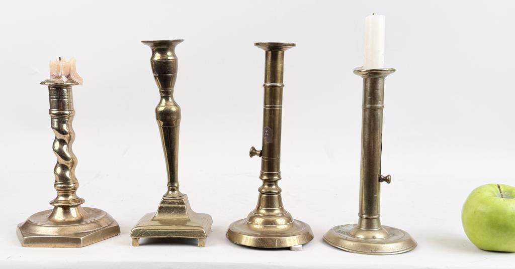 Four Antique Brass Candlesticks (1 of 6)