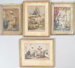 Four Framed English Satirical Prints