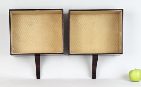 Pair Vintage Wall Mount Mahogany Display Boxes