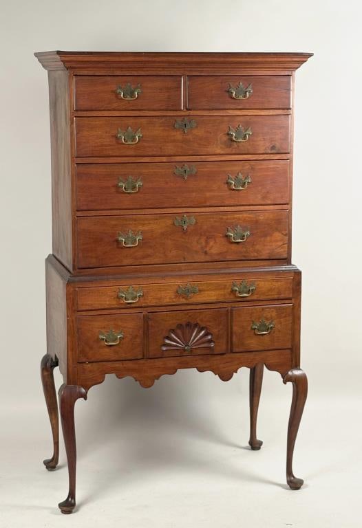 Salem MA Figured Maple & Walnut Queen Anne Highboy (1 of 17)