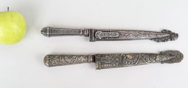 Two Argentinean Silver Gaucho Knives