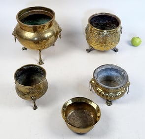 Group Five Antique Brass Domestic Wares