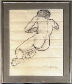 Osborne, Framed Charcoal Drawing, Female Nude