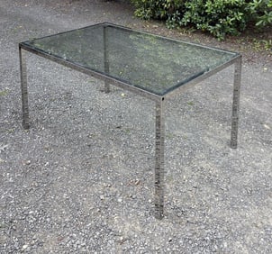 MCM Chrome Frame Glass Dining Table