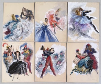 Offenbach, Six Costume Designs "La Vie Parisienne"