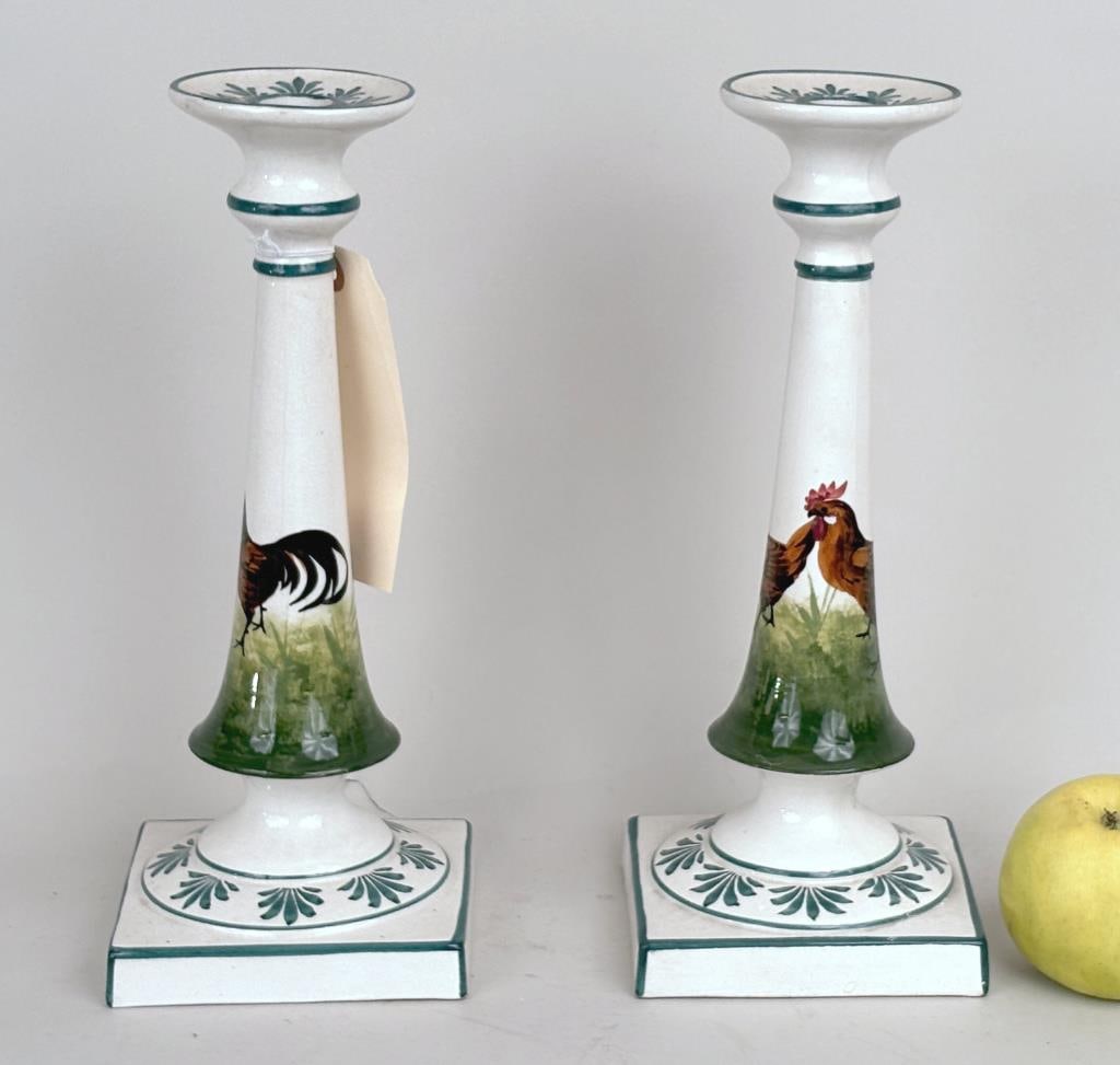 Pair Scottish Wemyss Ware Porcelain Candlesticks (1 of 6)