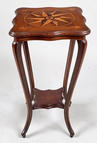 Folk Art "Compass Rose" Inlaid Walnut Table