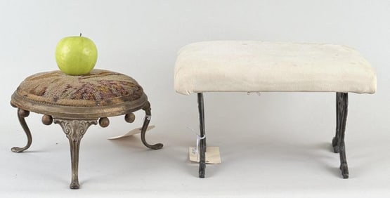 Two Small Victorian Metal Based Stools