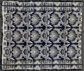 Antique Blue/White Woven Coverlet