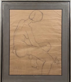 Osborne, Framed Charcoal Drawing, Female Nude