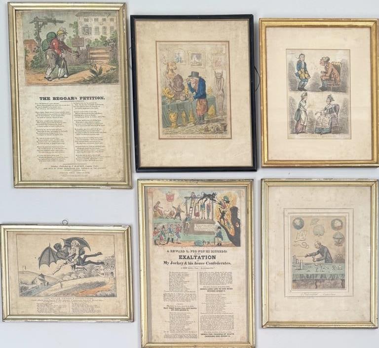 Six English Satirical Prints (1 of 9)