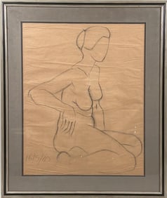 Osborne, Framed Charcoal Drawing, Female Nude
