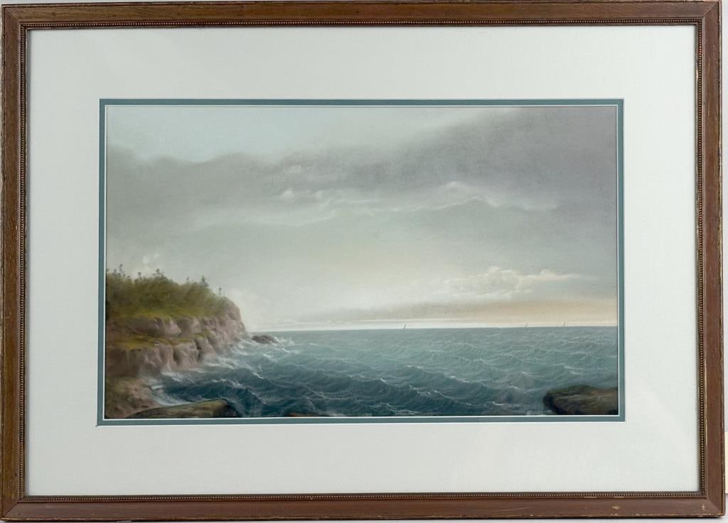 Pastel, Seascape Owl's Nest Coast of Maine (1 of 3)