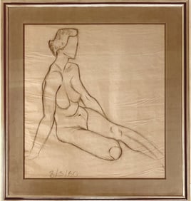 Osborne, Framed Charcoal Drawing, Female Nude