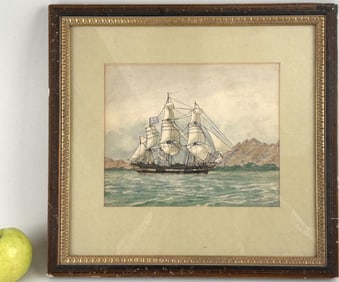 Framed W/C HMS Bounty Frigate
