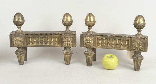 Pair Antique French Bronze Fireplace Chenets