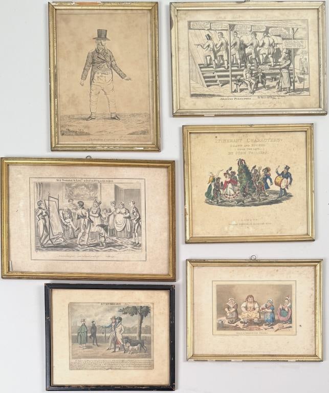 Six English Satirical Prints (1 of 9)