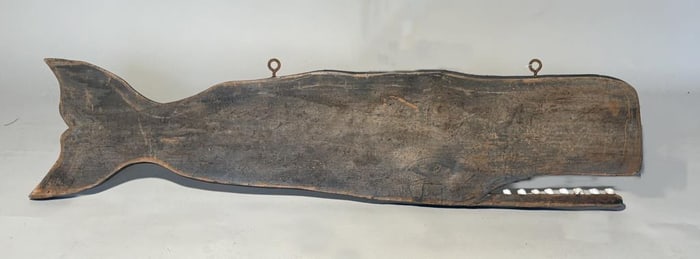 Folk Art Vintage Carved Wood Whale Trade Sign