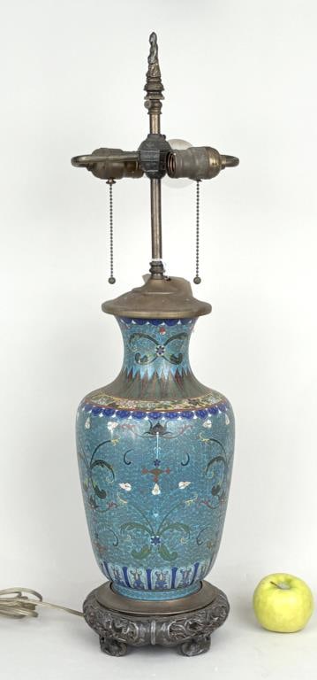 Large Cloisonne Vase, As Lamp (1 of 5)