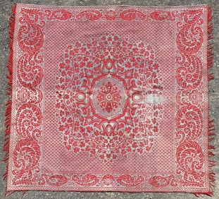 Antique Green & Red Coverlet