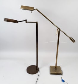Two MCM Brass Designer Style Standing Lamps