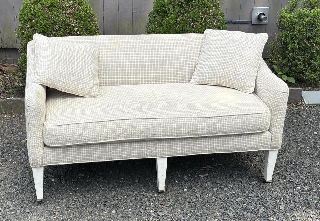 Vintage White Painted Country Upholstered Sofa (1 of 5)