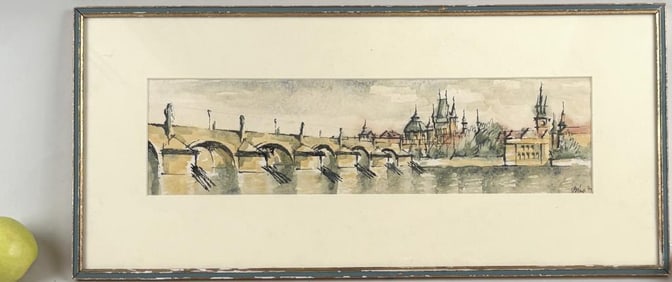 W/C "Charles Bridge, Prague" Signed & Dated