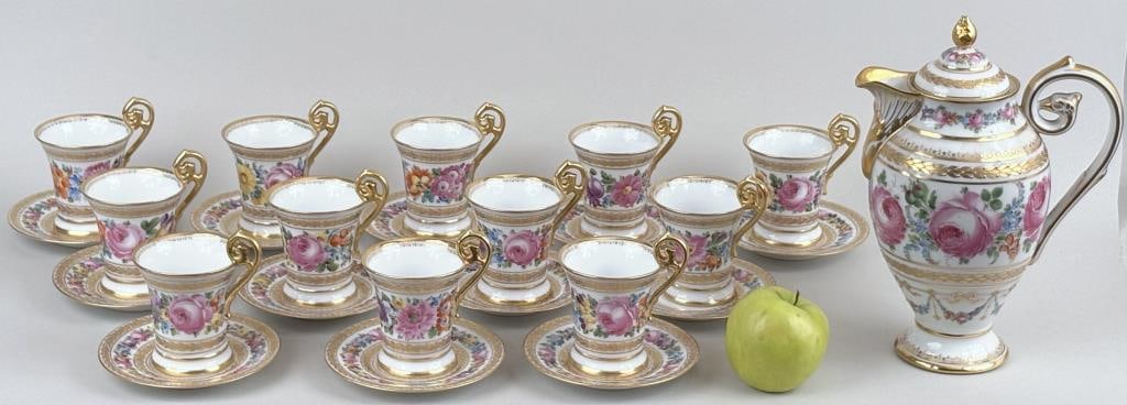 Dresden Chocolate Set, Pot & Twelve Cups & Saucers (1 of 14)