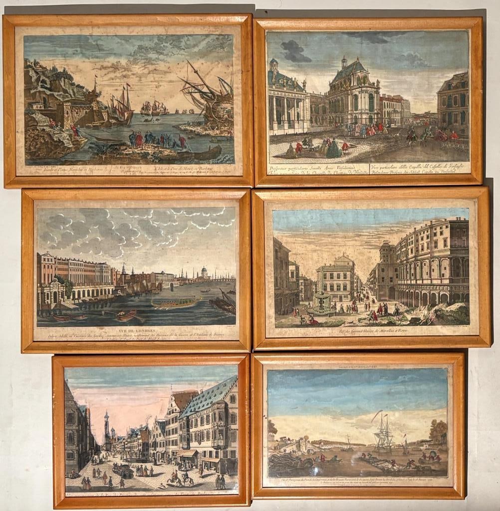 Group Six Early French Colored Engravings (1 of 8)