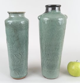 Two Similar Chinese Earthenware Vases