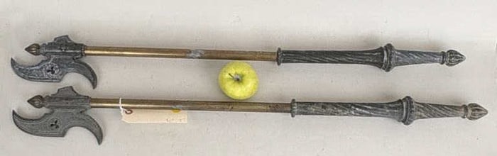 Pair European Brass & Bronze Battle Axes