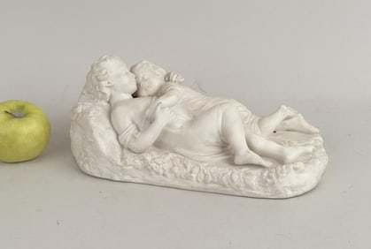 Parian Table Sculpture, Reclining Youths