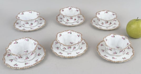 Set Six Dresden Porcelain Ramekins/Saucers