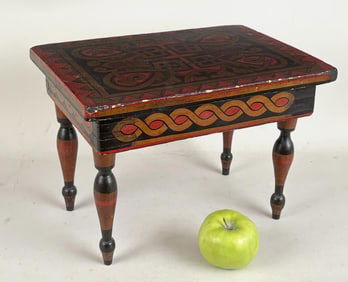 Fine NE Federal Stencil & Painted Foot Stool