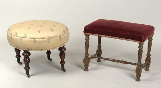 Two Large Vintage Footstools