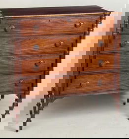 Boston Sheraton Inlaid Mahogany Four Drawer Chest