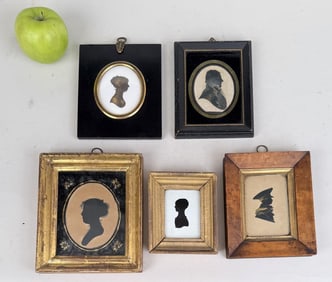 Group Five Antique Framed Silhouettes