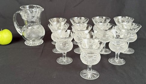 Thirteen Edinburgh Thistle Pattern Crystal Wares