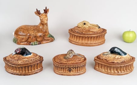 Five Ceramic Animal Lidded Wares