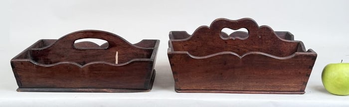 Two Wooden Cutlery Trays